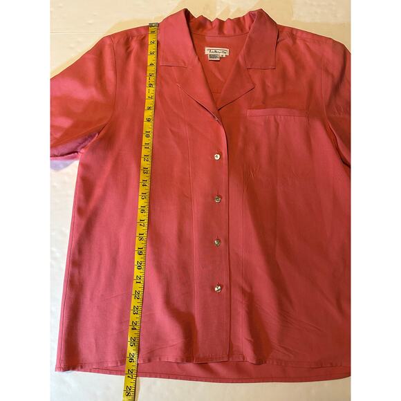 Talbots 100% Silk Women’s Plus Size 12 Button Down Shirt Collard Short Sleeve - Picture 4 of 6